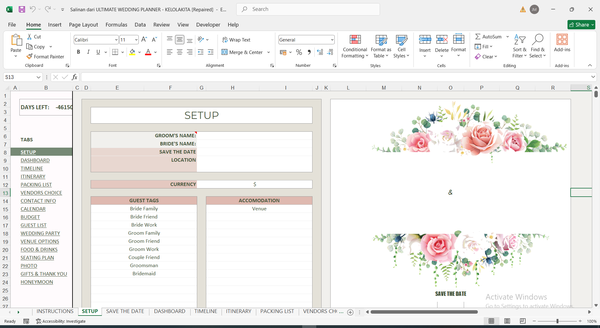 04a wedding planner template excel