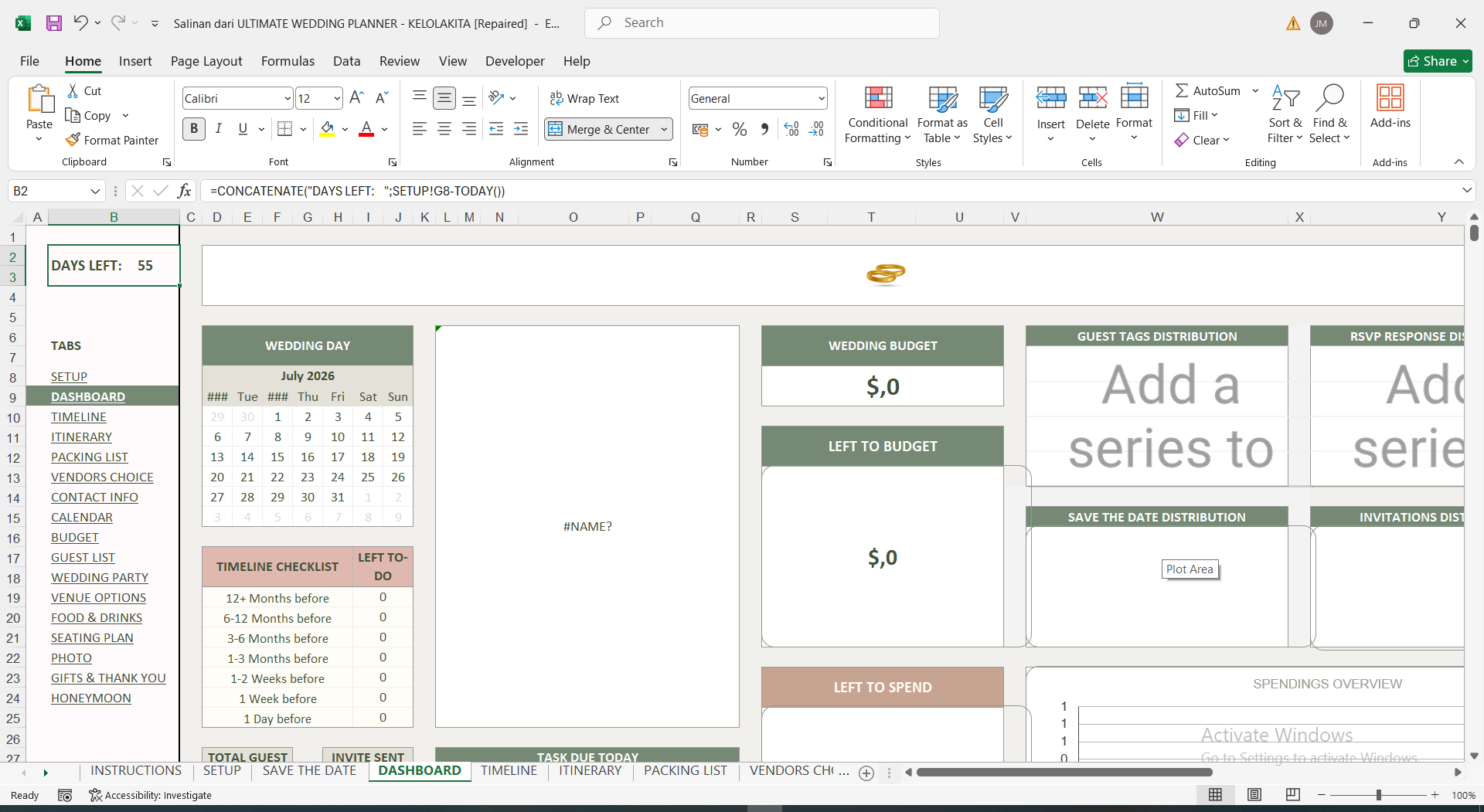 04b wedding planner template excel