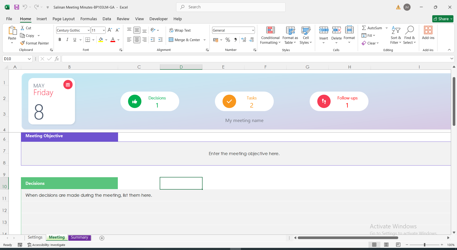 08a template jadwal meeting excel