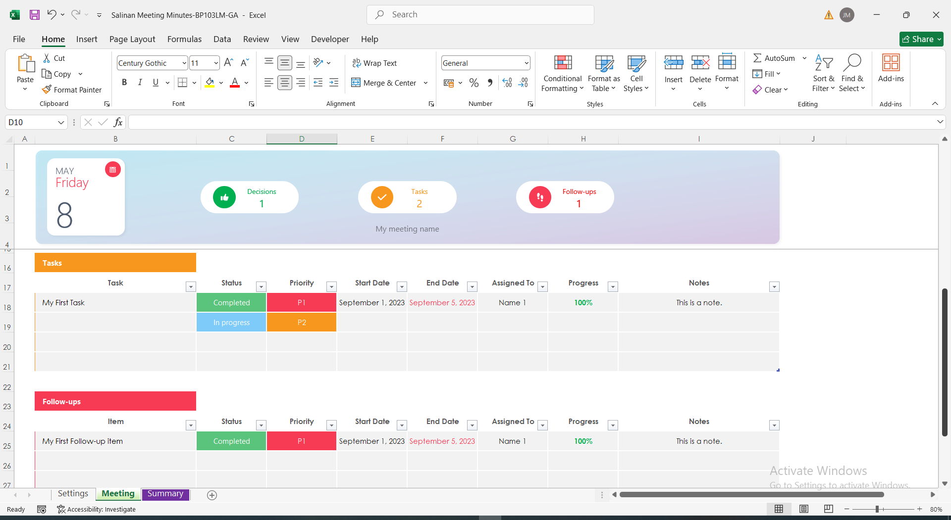 08b Template Jadwal Meeting Excel Otomatis dan Profesional