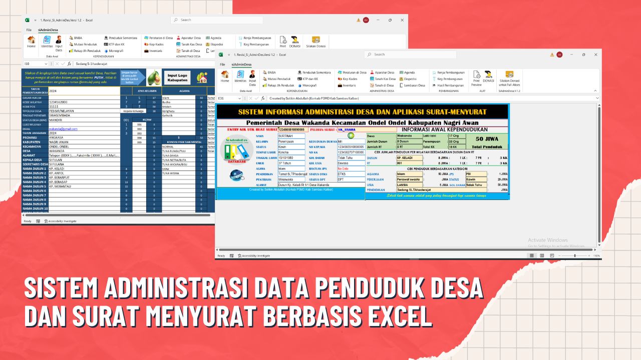 Sistem Administrasi Data Penduduk Desa dan Surat Menyurat Berbasis Excel