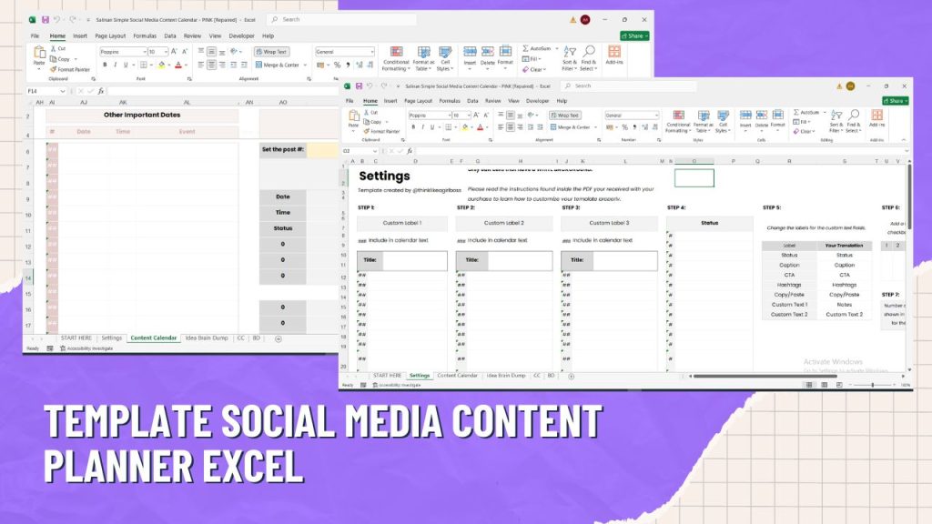 Template Social Media Content Planner Excel