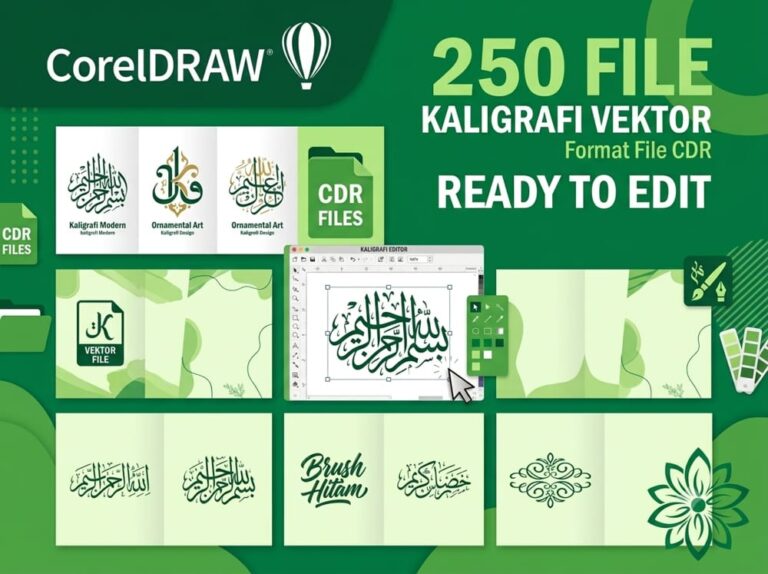 250 File Kaligrafi Vektor Format CDR CorelDRAW Siap Edit