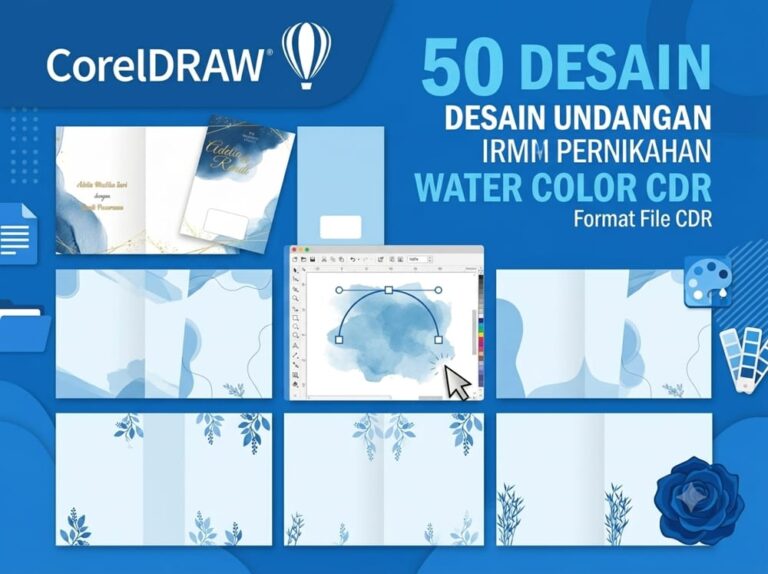 50 Desain Undangan Pernikahan Water Color CDR