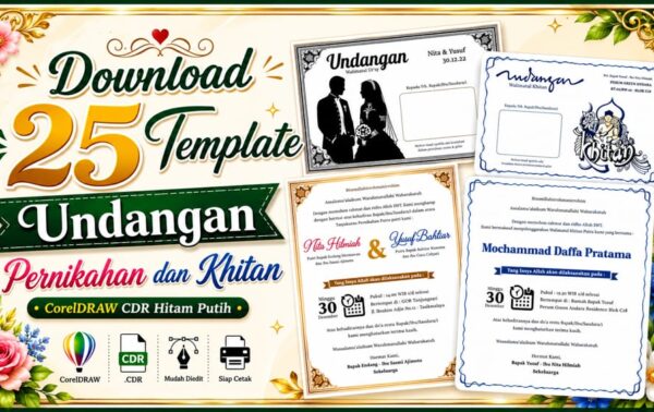 Download 25 Template Undangan Pernikahan dan Khitan CorelDRAW CDR Hitam Putih