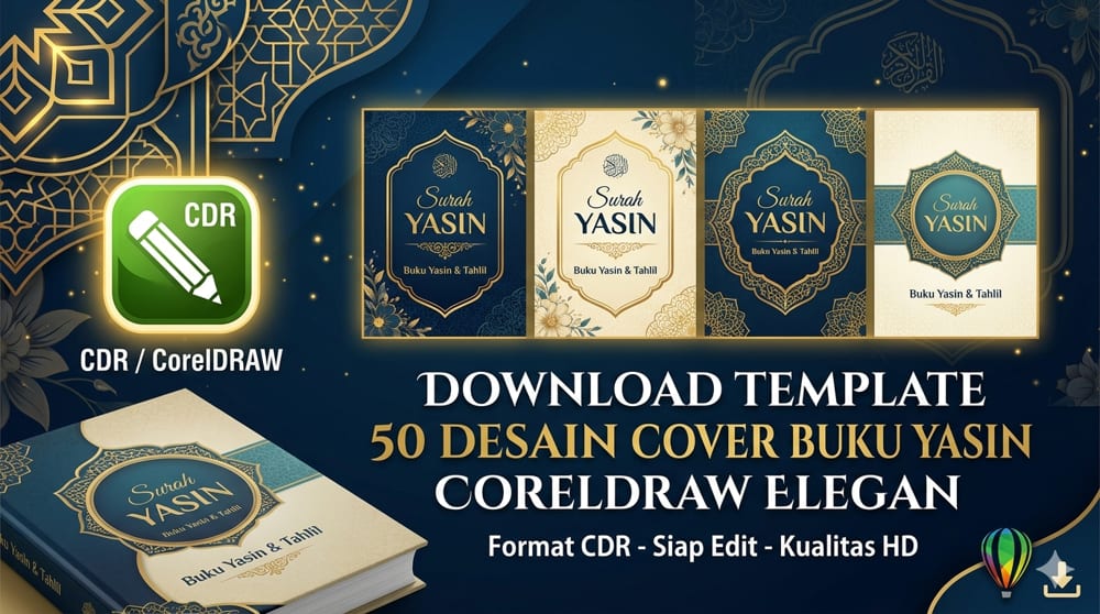 Download Template 50 Desain Cover Yasin CorelDRAW CDR Elegan
