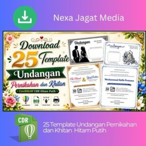 Template Undangan Pernikahan dan Khitan CorelDRAW CDR Hitam Putih