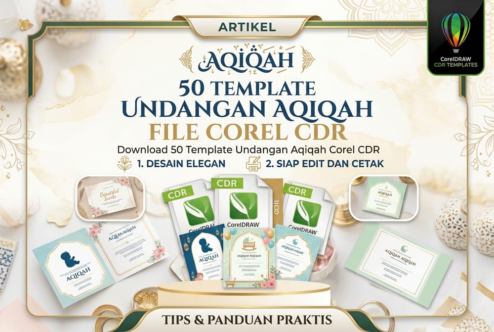 Download 50 Template Undangan Aqiqah Corel CDR Siap Edit