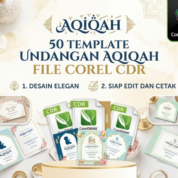 Template Undangan Aqiqah File Corel CDR Desain Elegan, Siap Edit dan Cetak